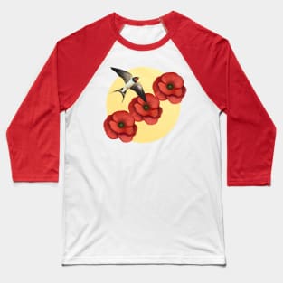 Swallow and the poppies Baseball T-Shirt